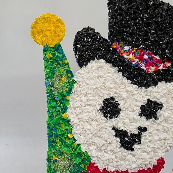 Vintage Melted Plastic Popcorn Snowman Ornament Decoration 18.5" - Picture 3 of 8